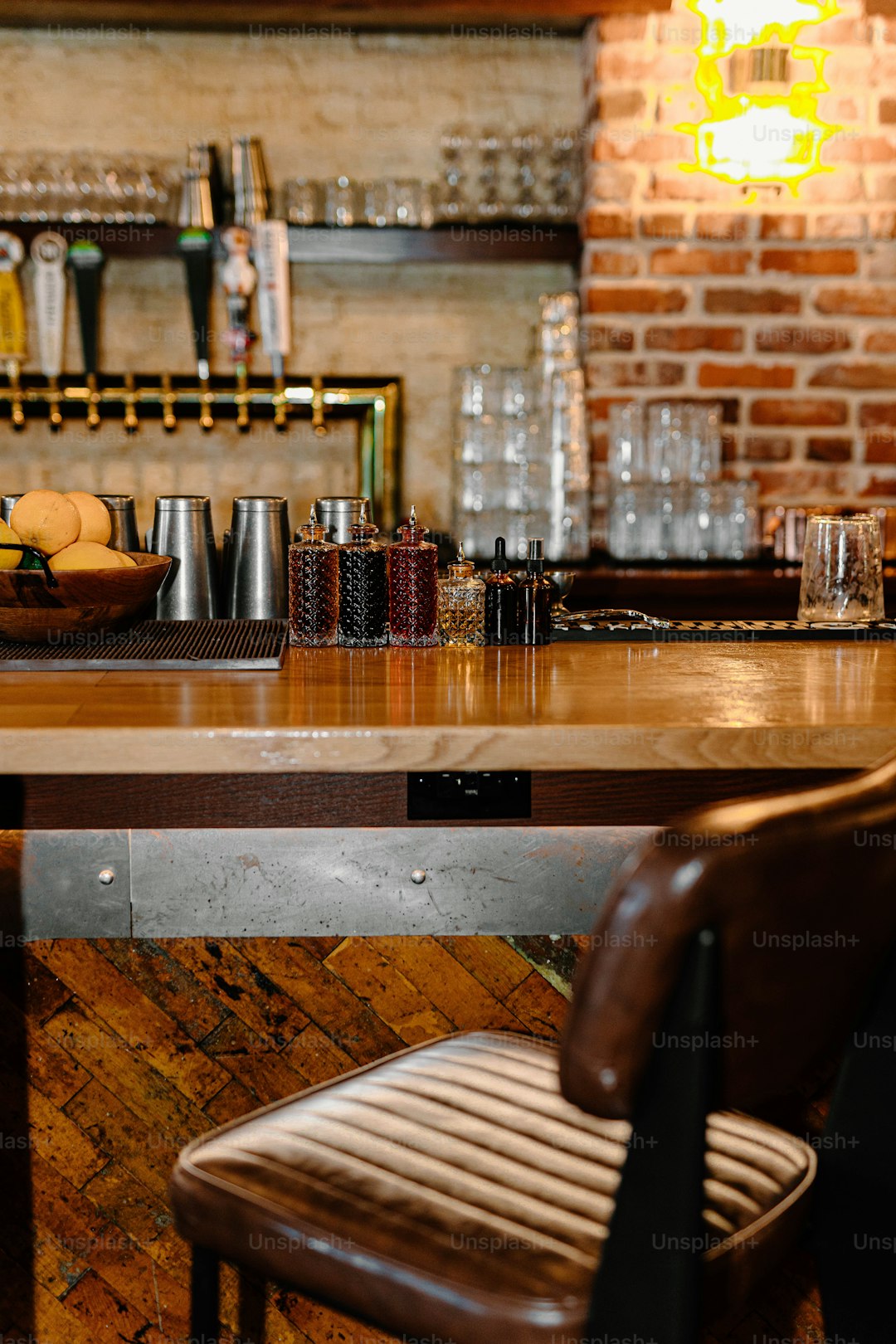 An inviting bar with a cozy, rustic atmosphere.