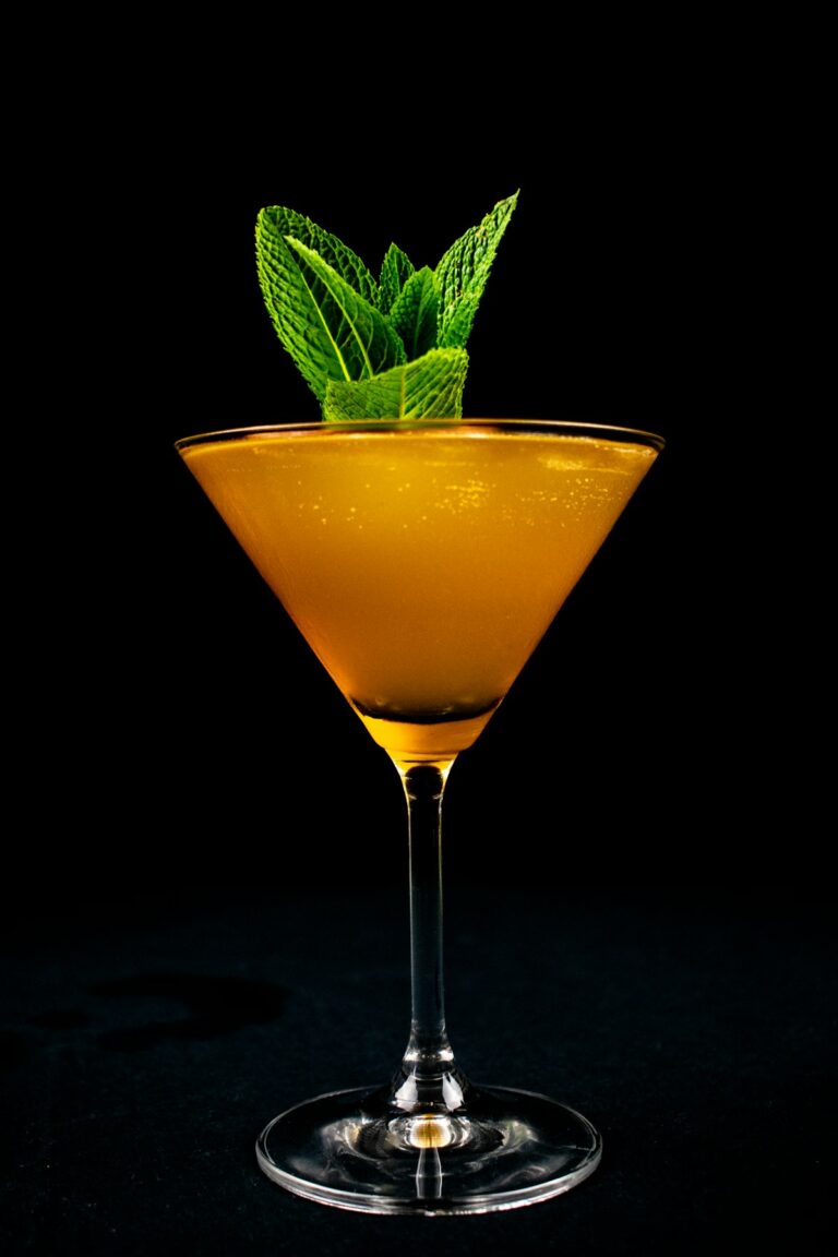 Tropical rum cocktail with garnish